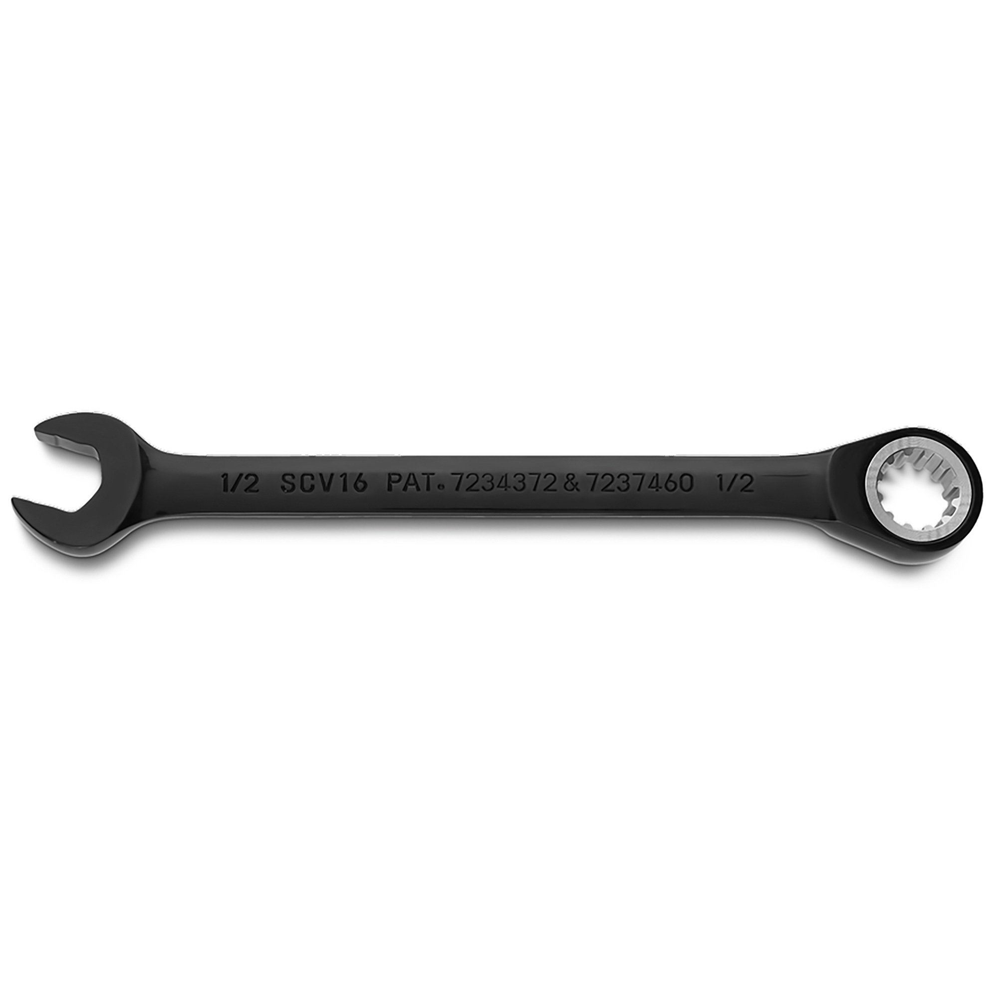 Proto 1/2in. Black Chrome Combination Reversible Ratcheting Wrench — Spline, Model# JSCV16